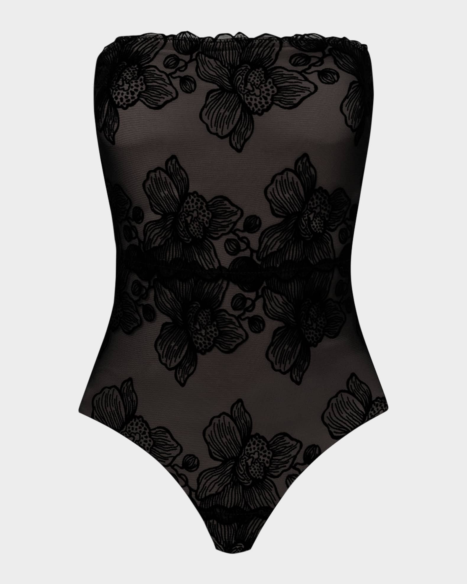 PQ Swim Floral Mesh Strapless One Piece Swimsuit Horchow