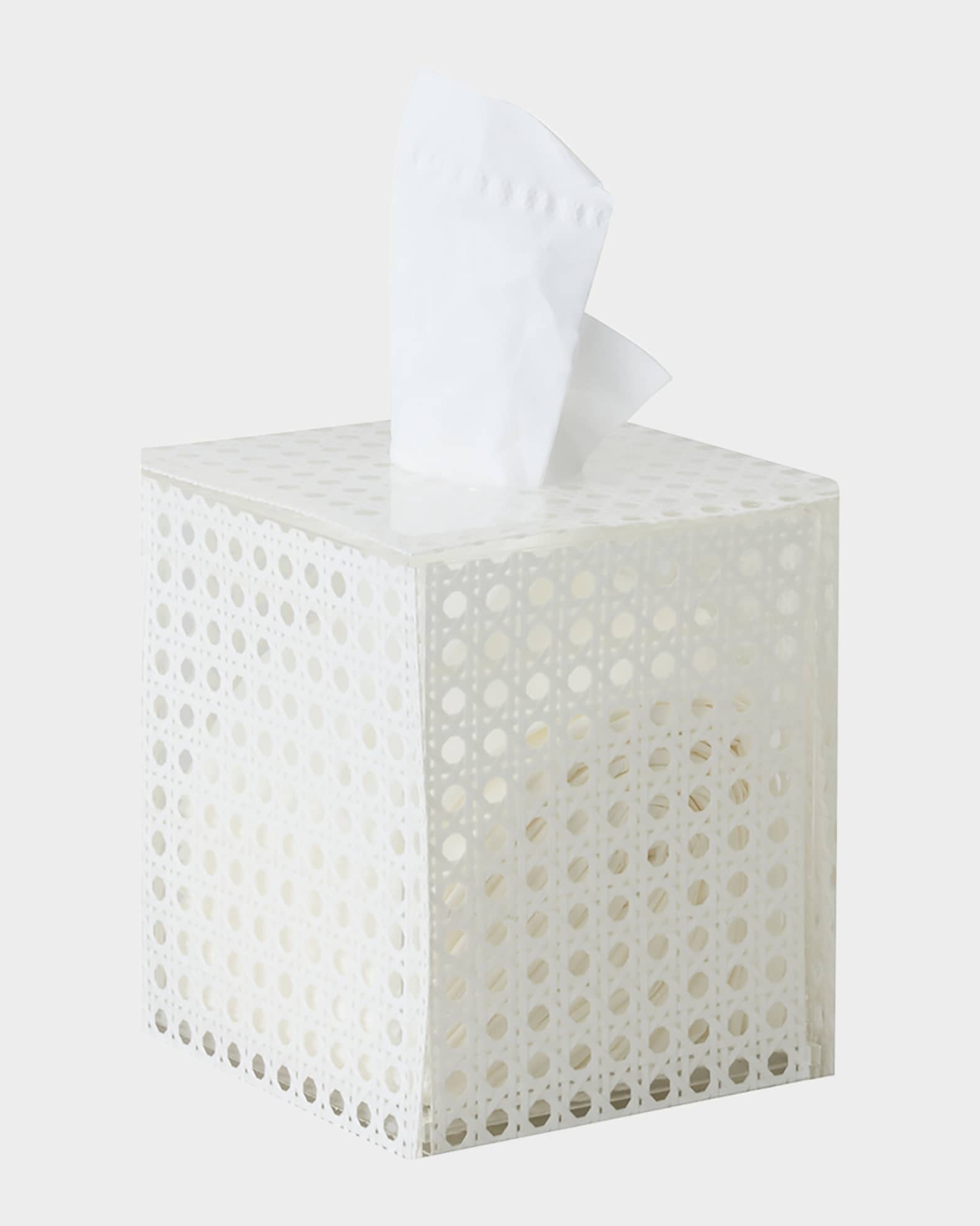 Kim Seybert Reed Tissue Box, White