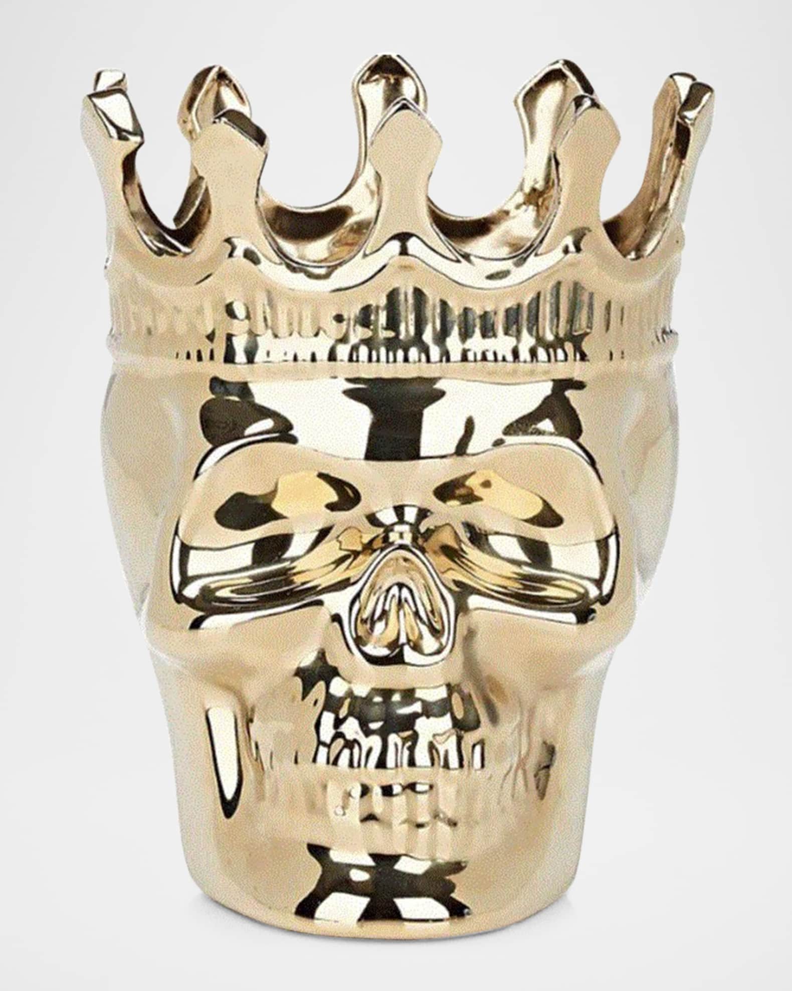 Thompson Ferrier Golden Bonaparte Skull Candle, 23.3 oz. - Wood Charmel Scent