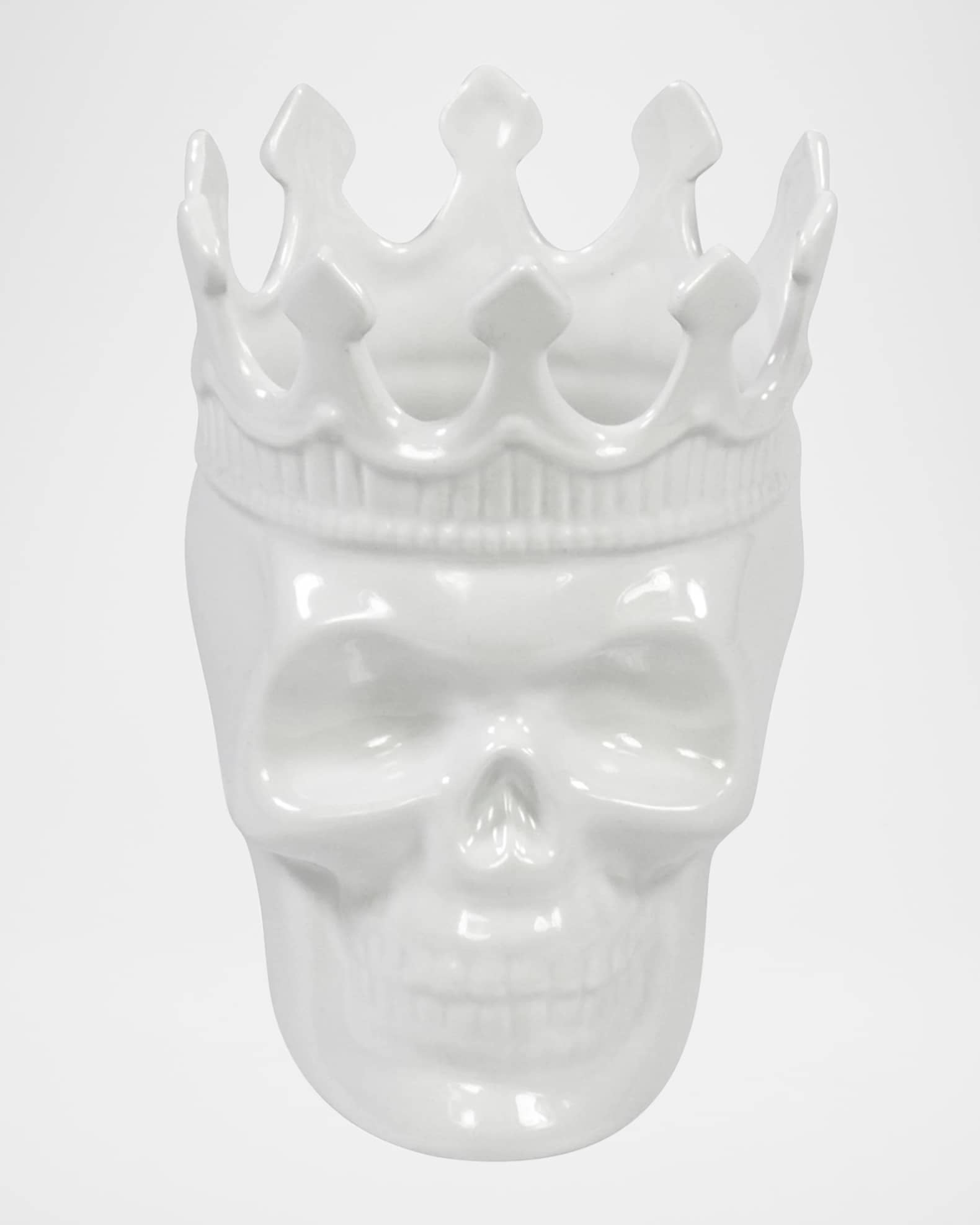 Thompson Ferrier White Louise Skull Candle, 23.3 oz. - Rose de Vents Scent