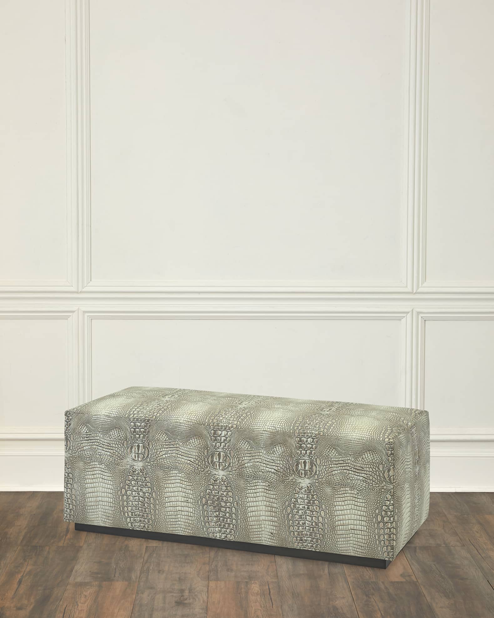Massoud Darana Embossed Leather Bench, 48"