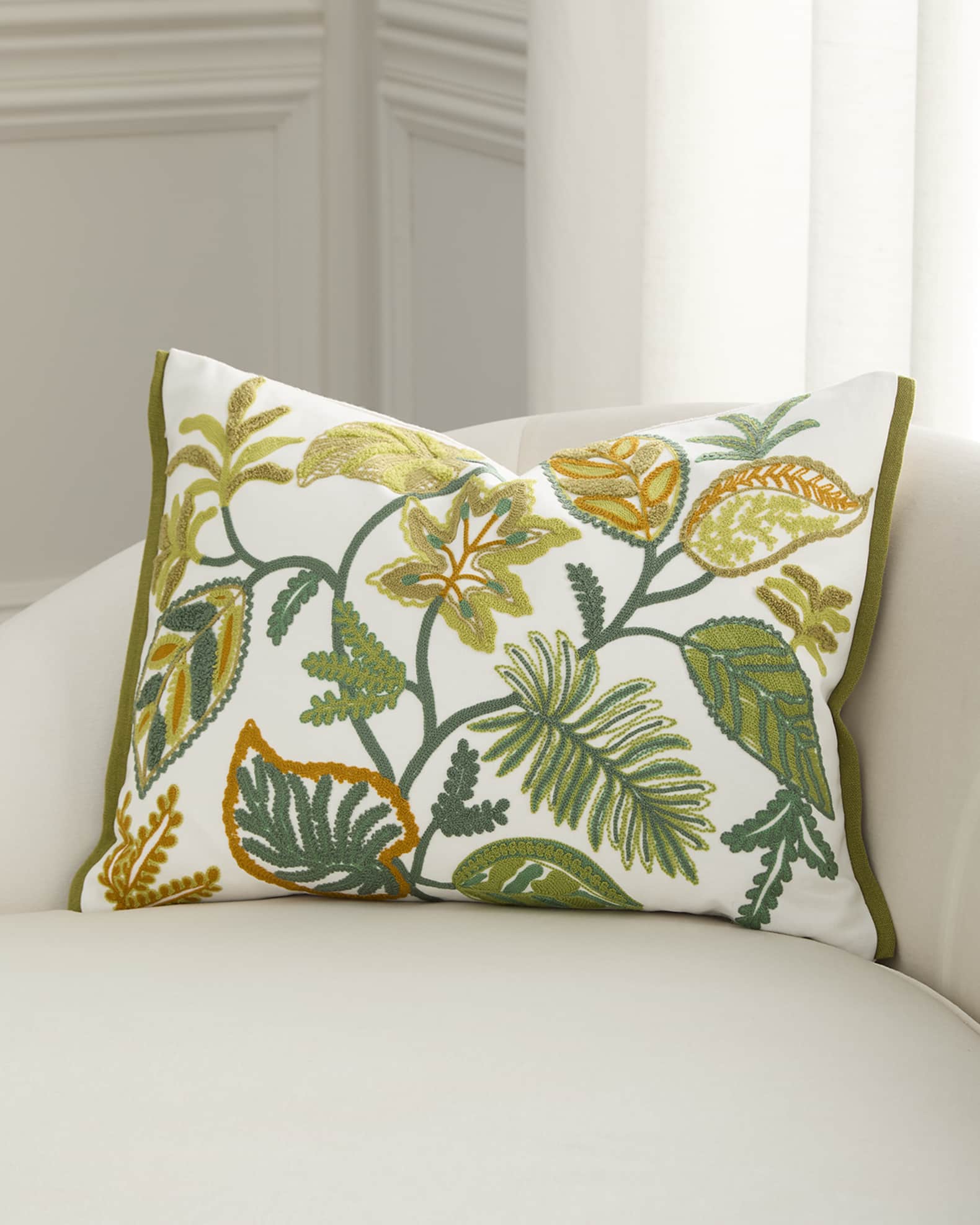 Designers Guild Foglia Embroidered Decorative Pillow, 18" x 24"