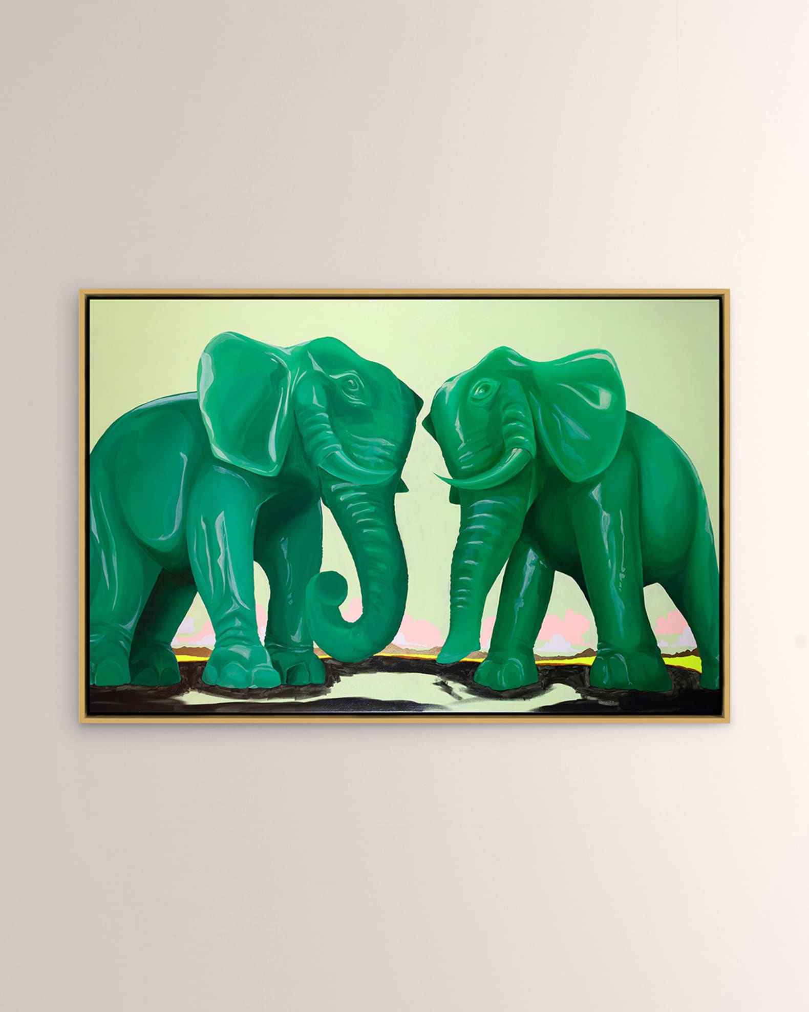 Four Hands "Jade Elephants" Framed Giclee by Sarah Edwards