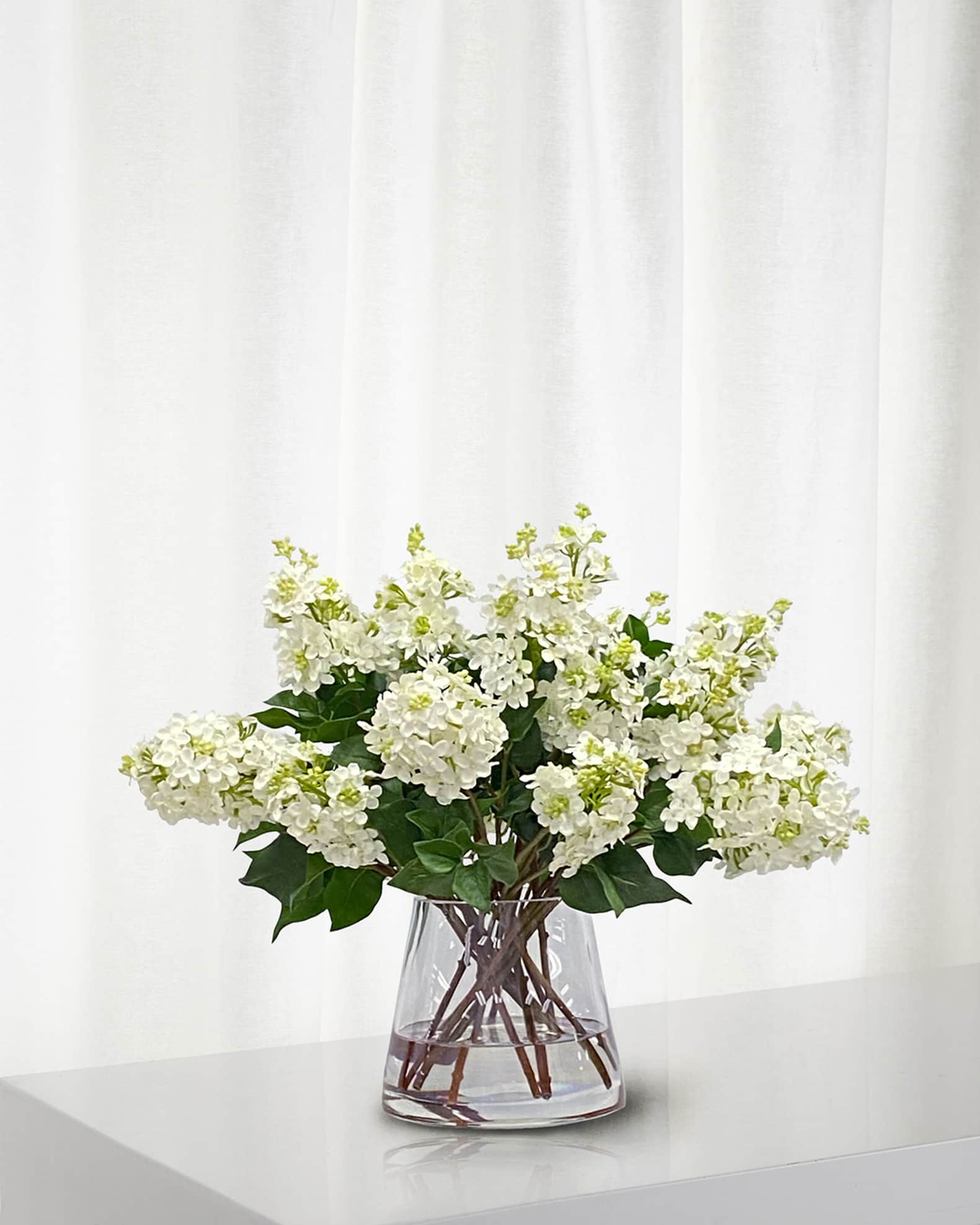 Winward Home Lilac Faux Floral Arrangement in Glass Vase, 16"