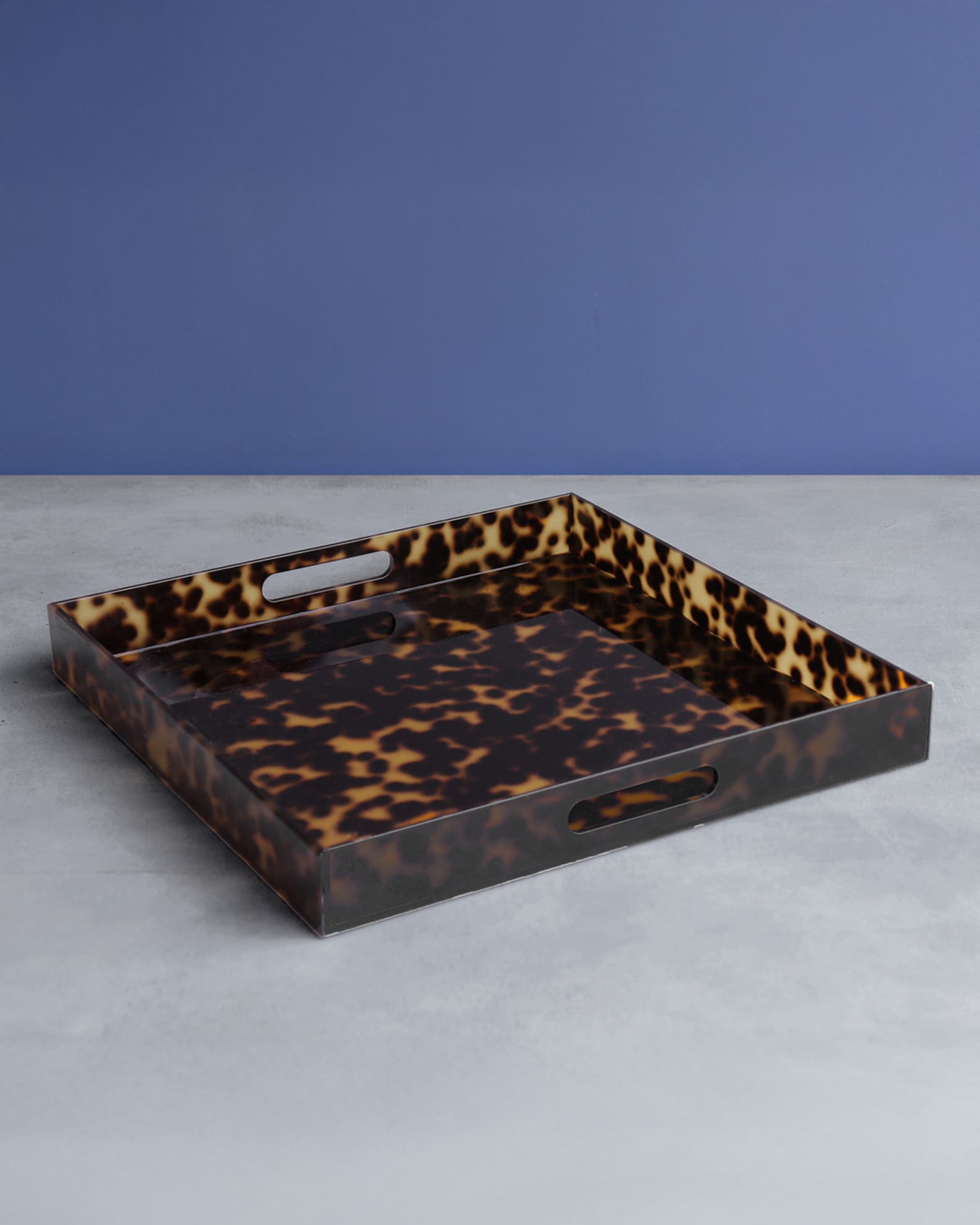 Beatriz Ball Vida Acrylic Tortoise Large Square Tray With Handles
