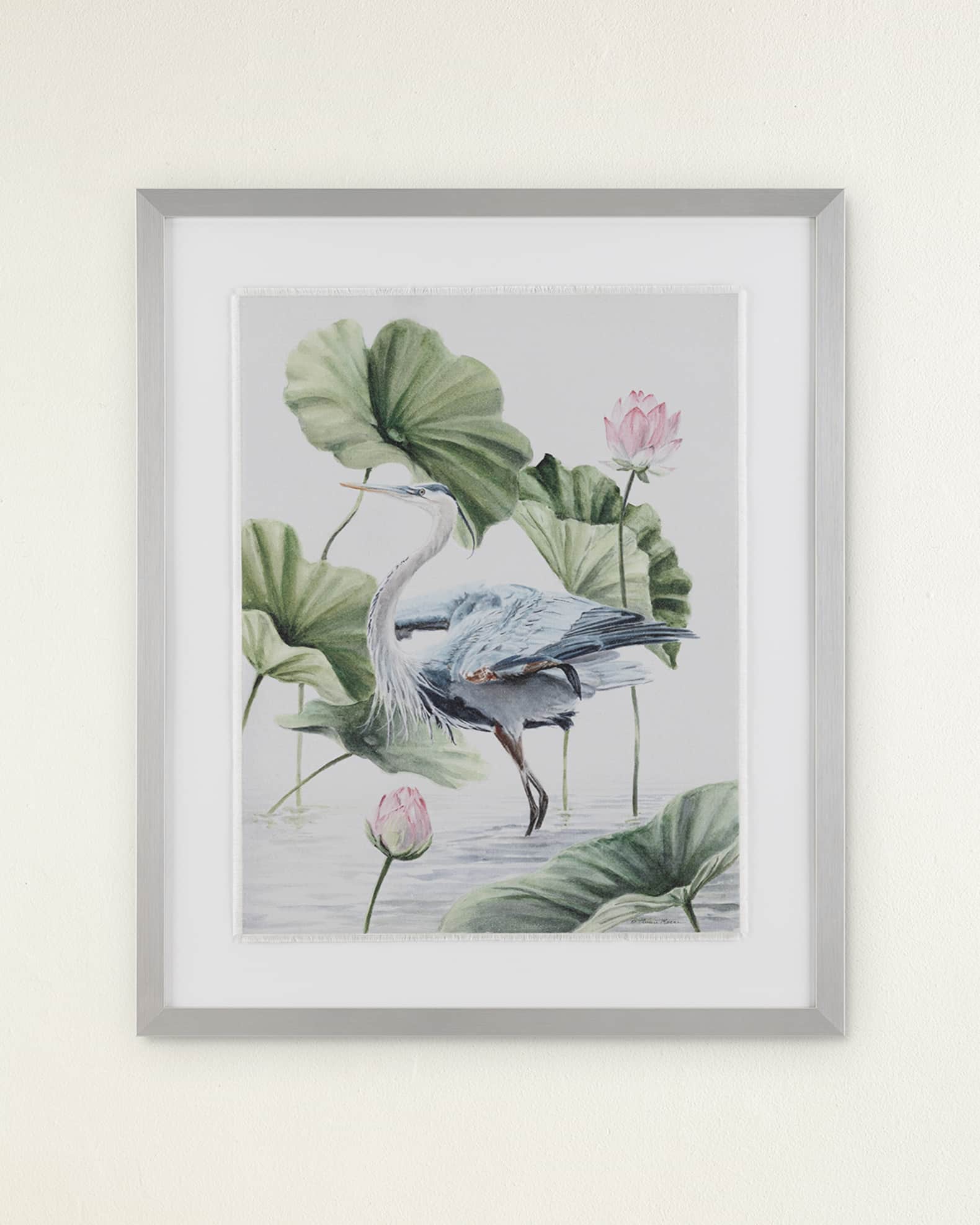 John-Richard Collection "Crane" Framed Giclee on Fabric by Annie Moran