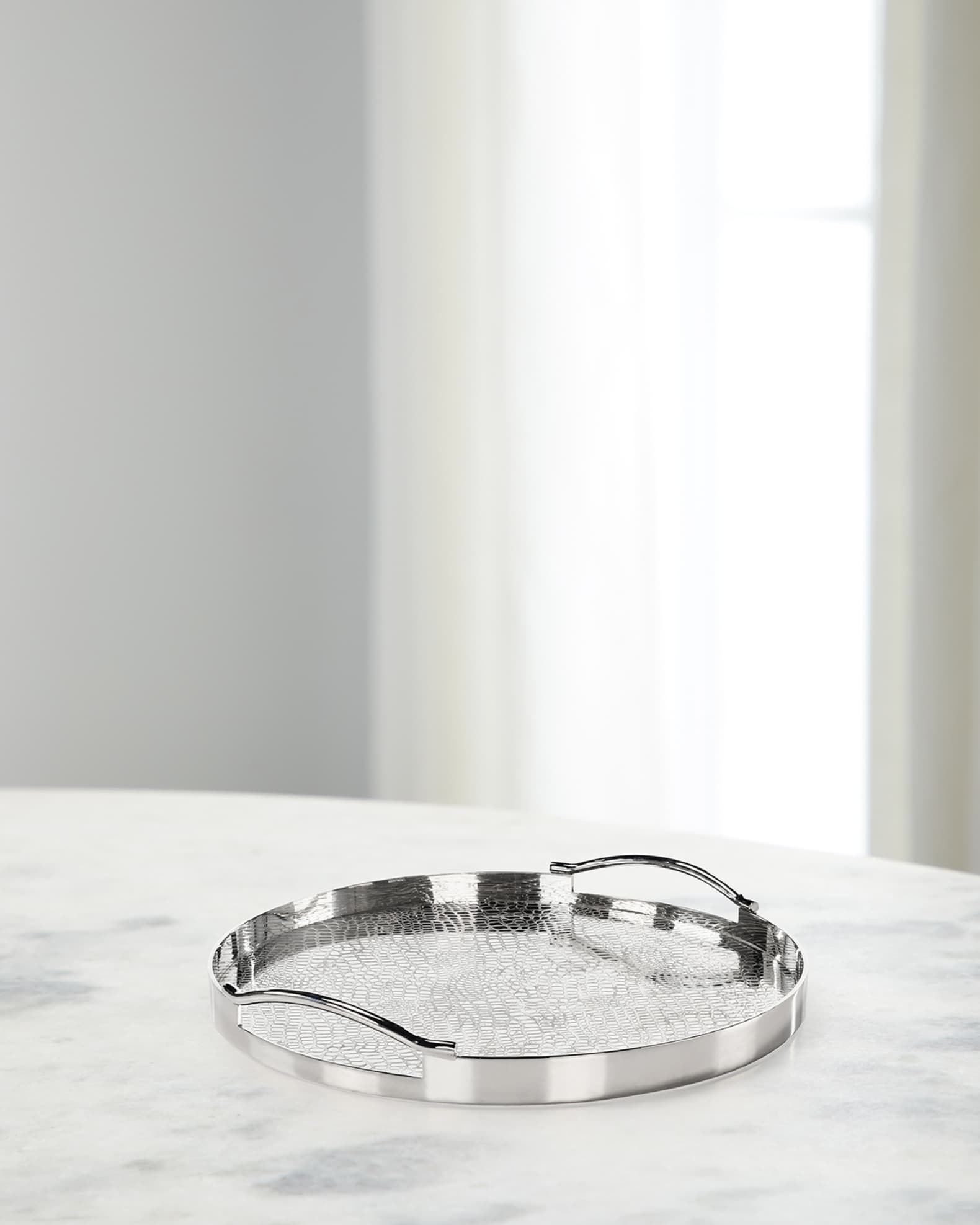 John-Richard Collection Silver Serpent Tray, Small Round