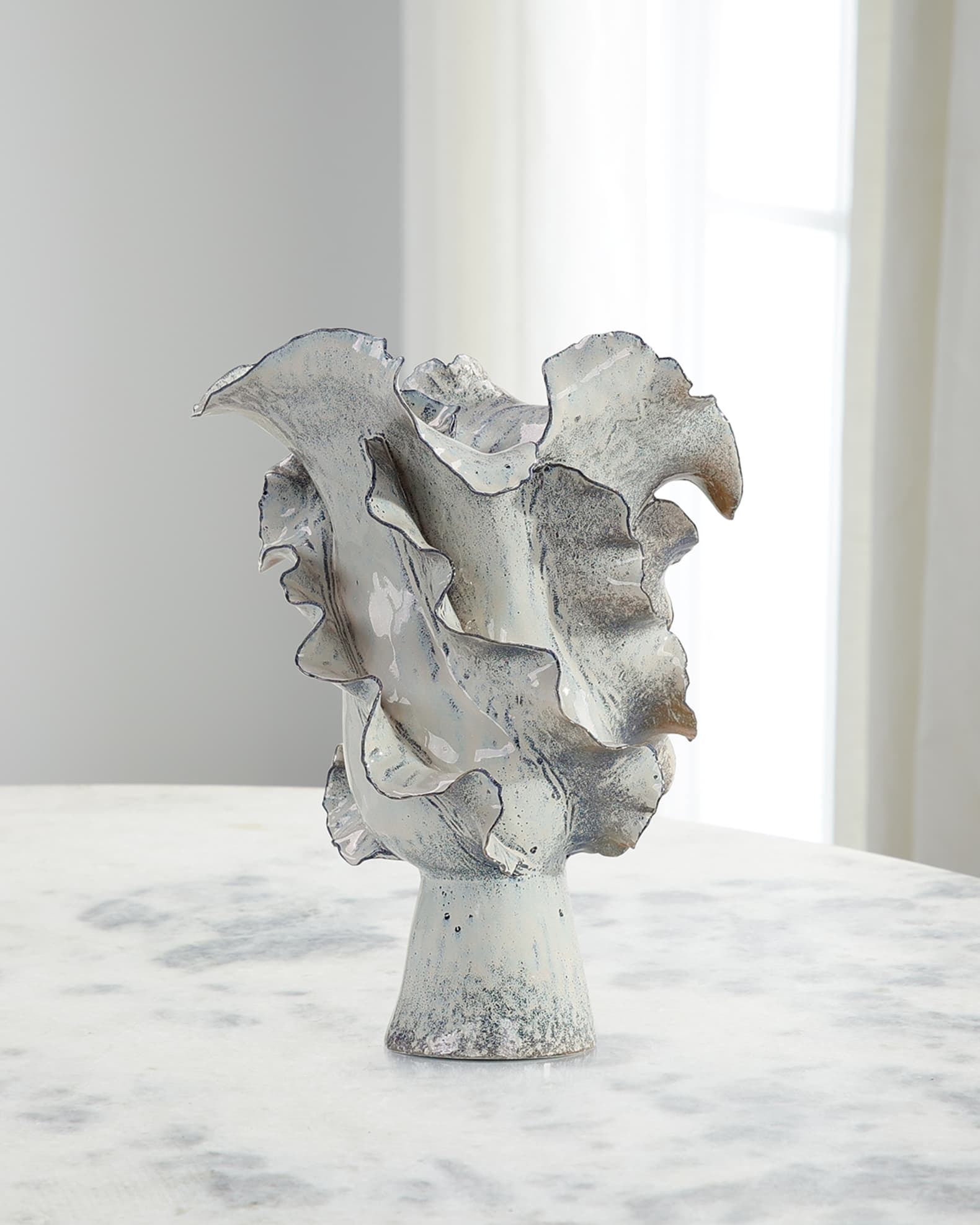 John-Richard Collection Waved Large Porcelain Vase, 16"