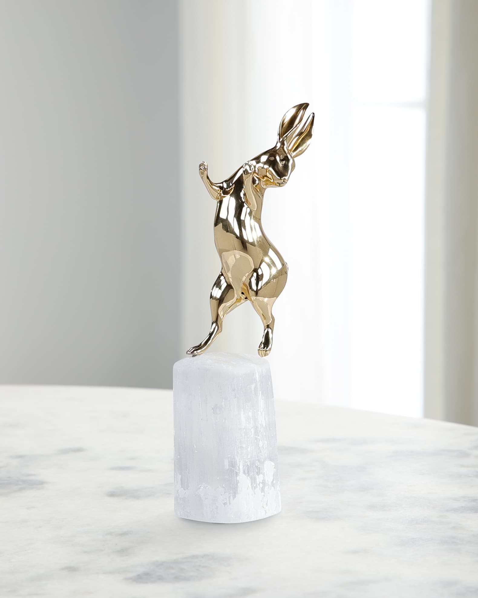 John-Richard Collection Dancing Bunny Sculpture on Selenite