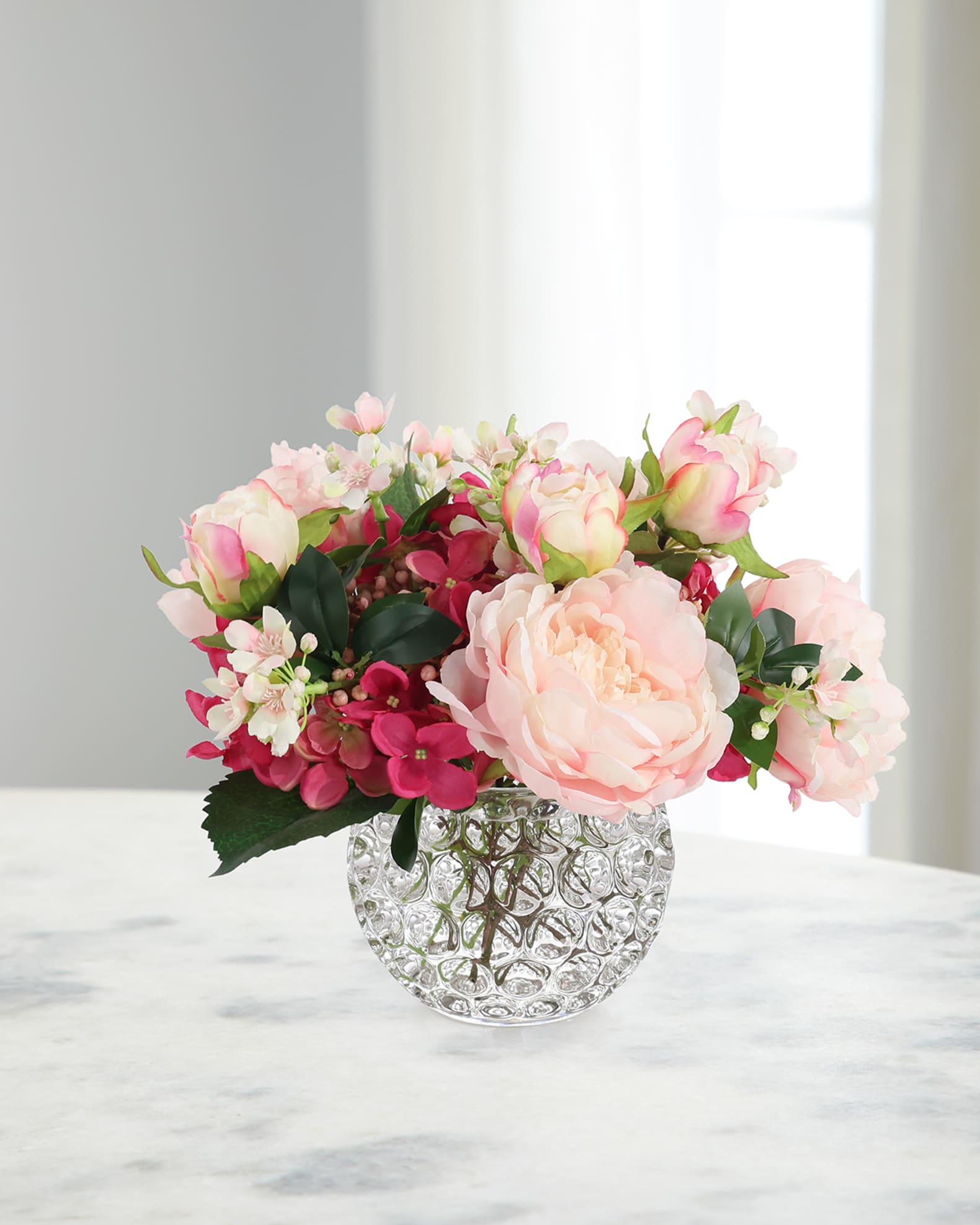 John-Richard Collection Winter Daphne Garden 11" Faux Floral Arrangement in Glass Vase