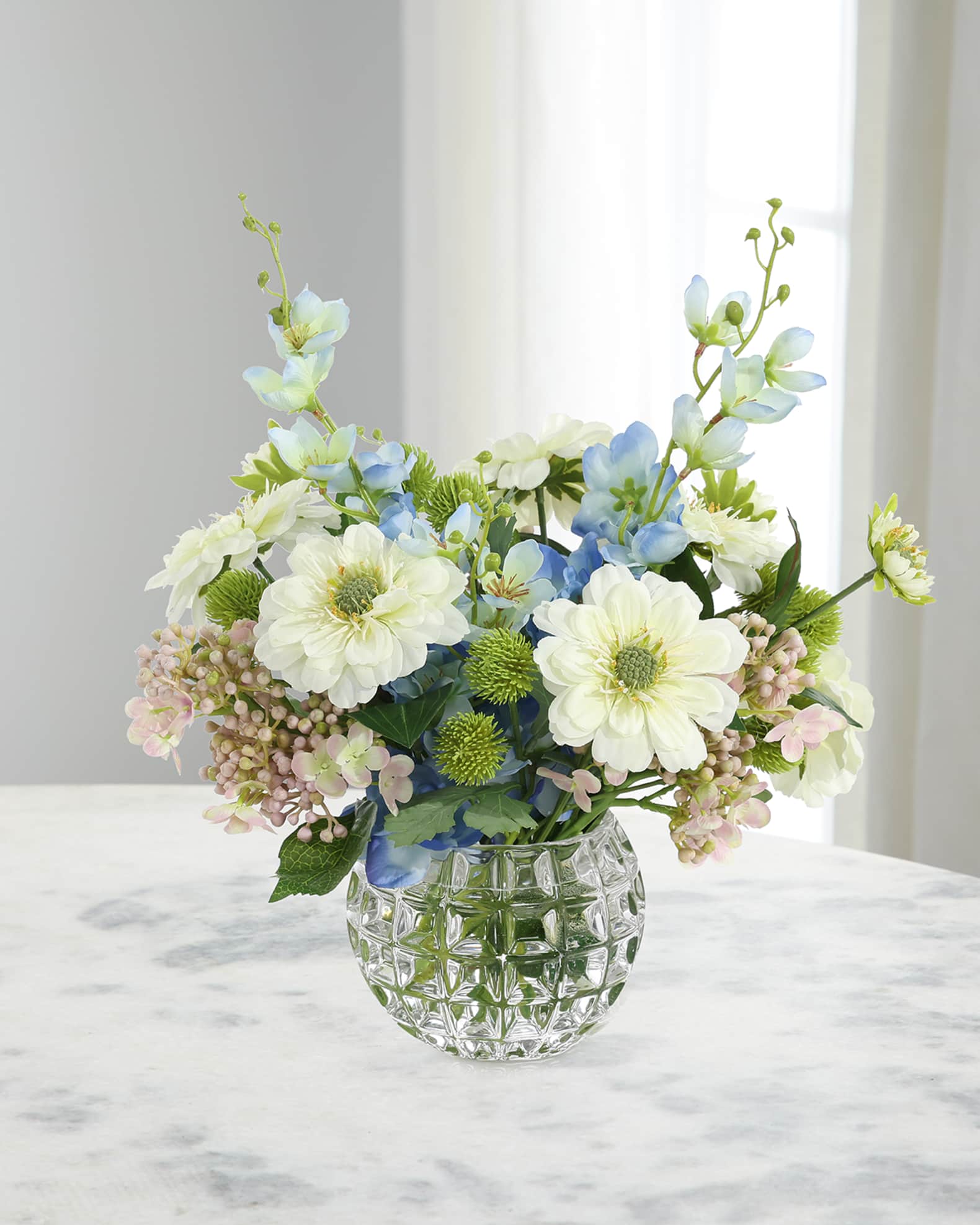 John-Richard Collection Delightful Zinnias 15" Faux Floral Arrangement in Glass Vase