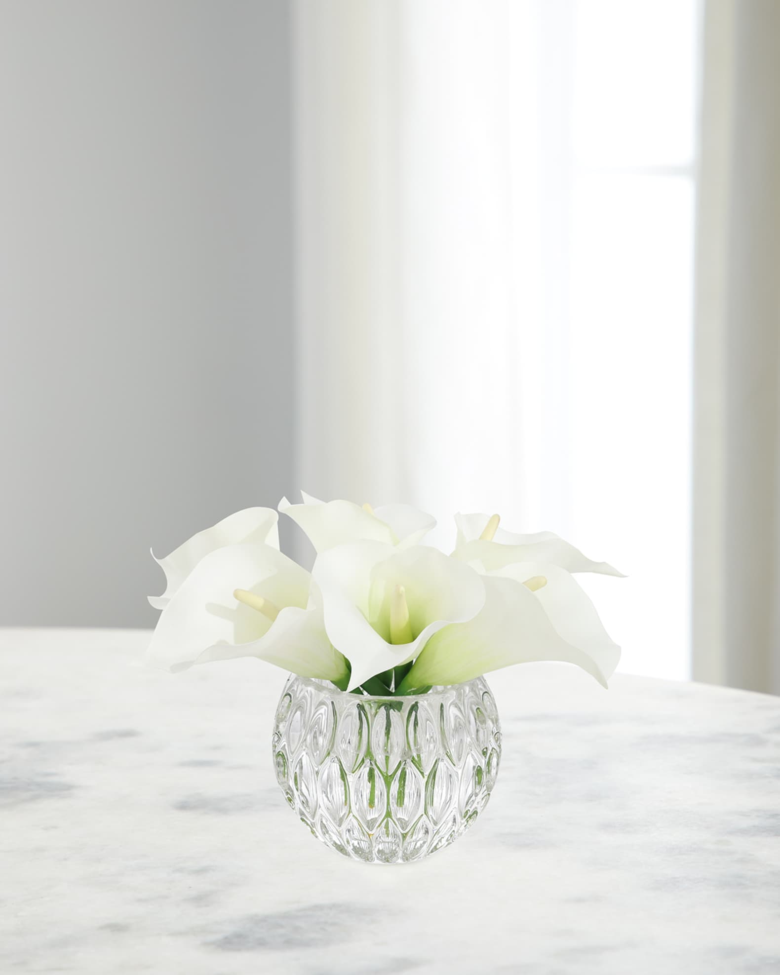 John-Richard Collection Elegant Calla 13" Faux Floral Arrangement in Glass Bowl