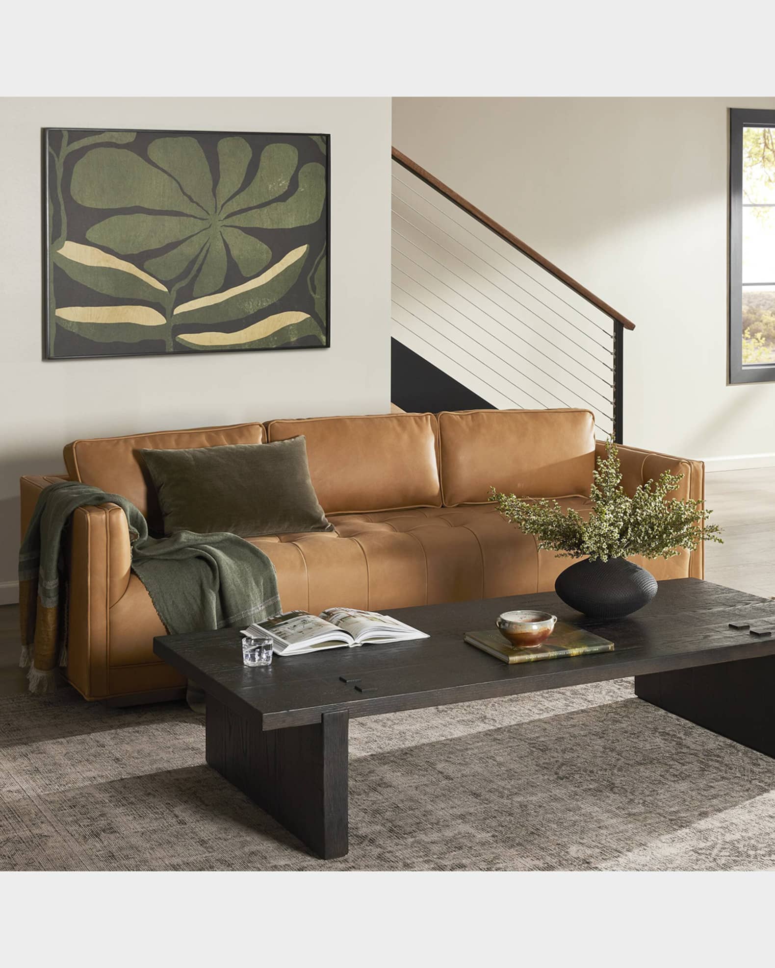 Four Hands Kiera Leather Sofa, 90" | Horchow