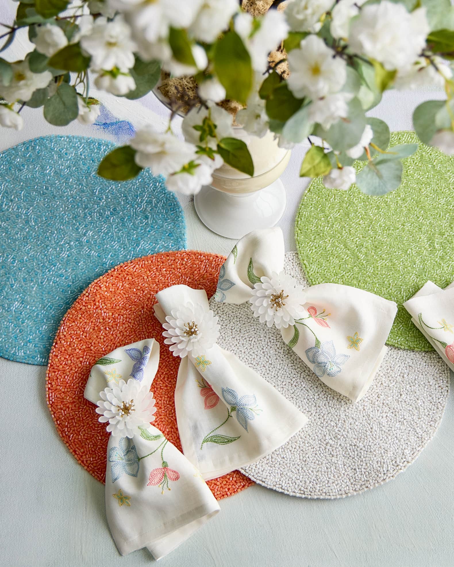 Kim Seybert Vista Flower Embroidered Linen Napkin Horchow