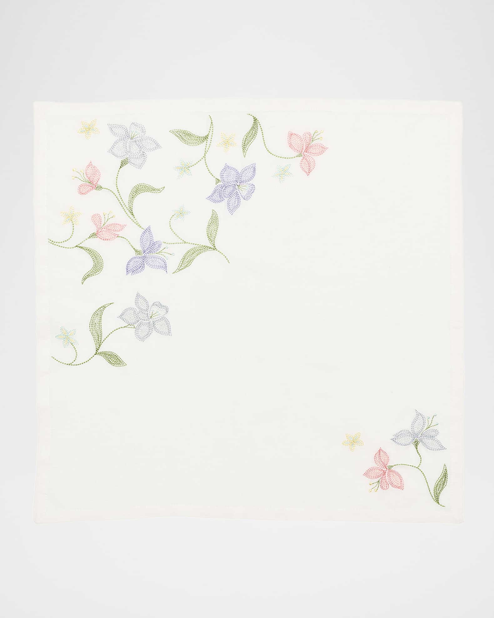 Kim Seybert Vista Flower Embroidered Linen Napkin