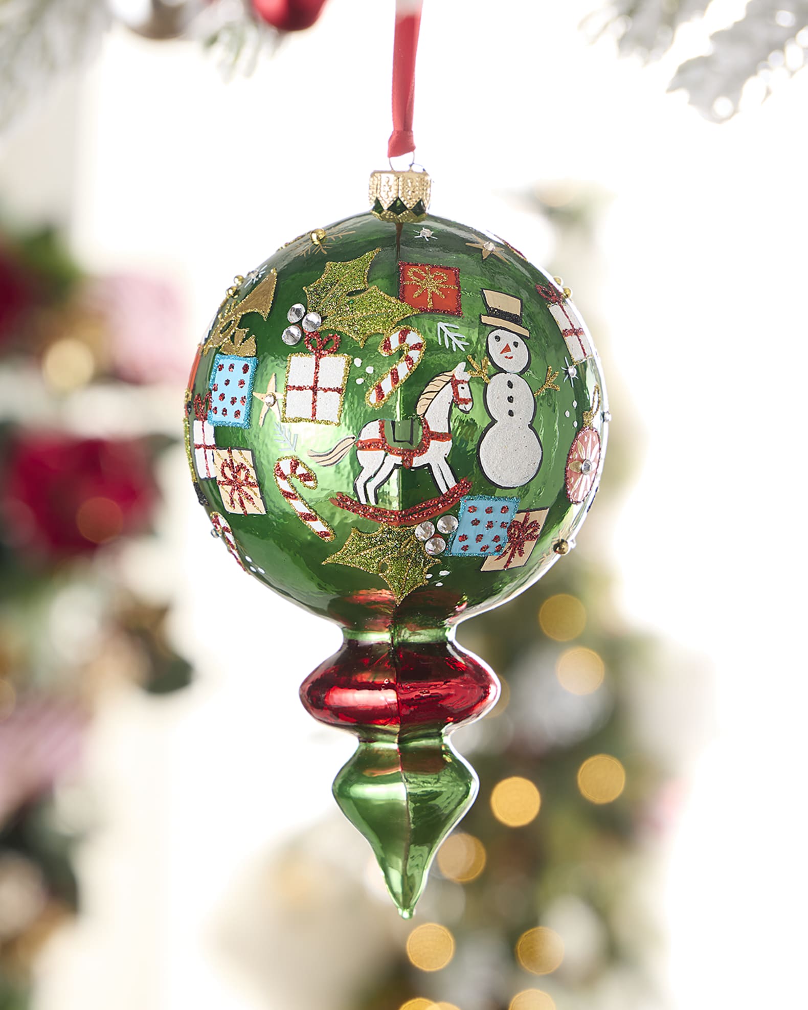 Neiman Marcus Green Finial Toys Christmas Ornament