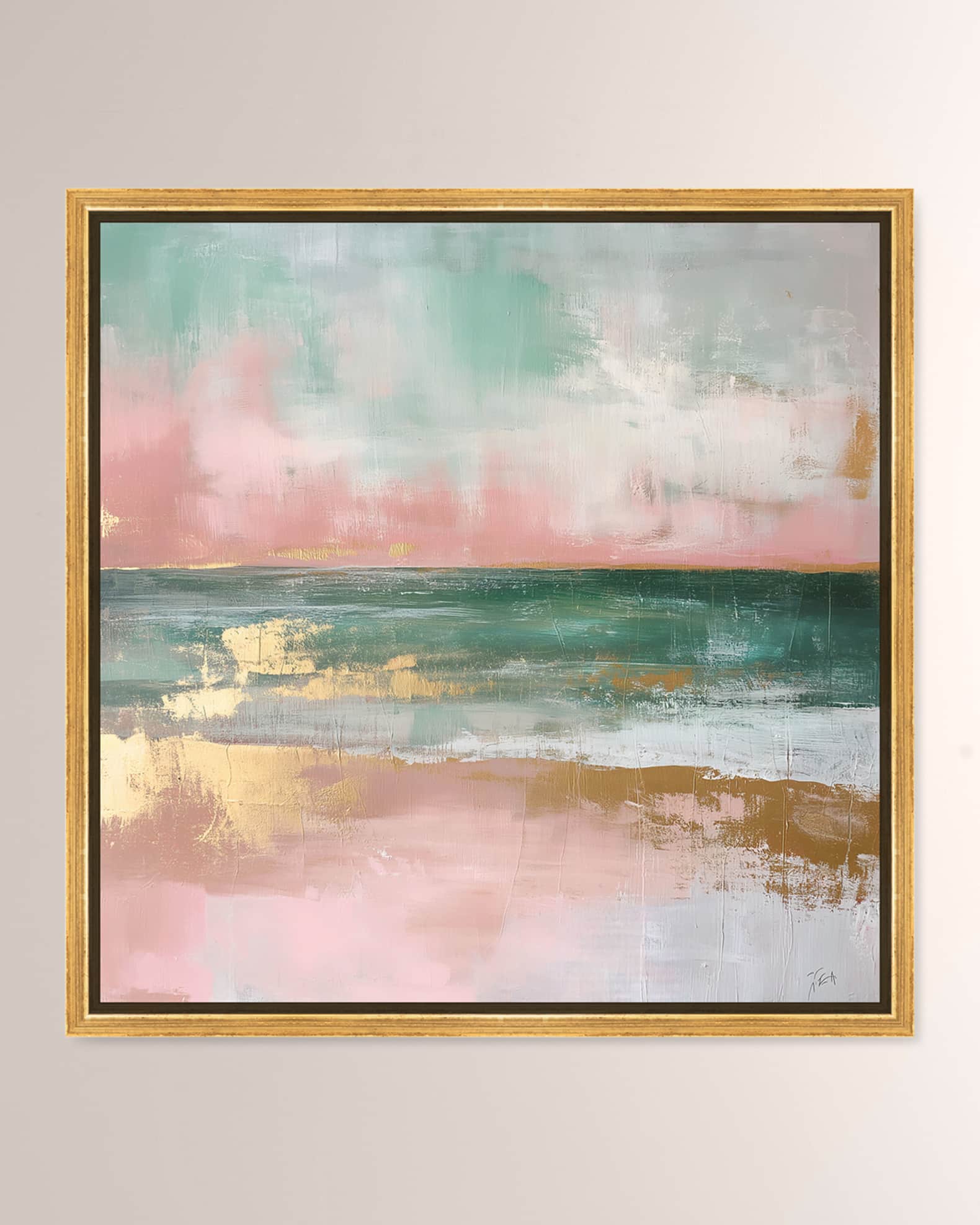 The Oliver Gal Artist Co. "Oceans Glint on Gold" Framed Giclee on Canvas