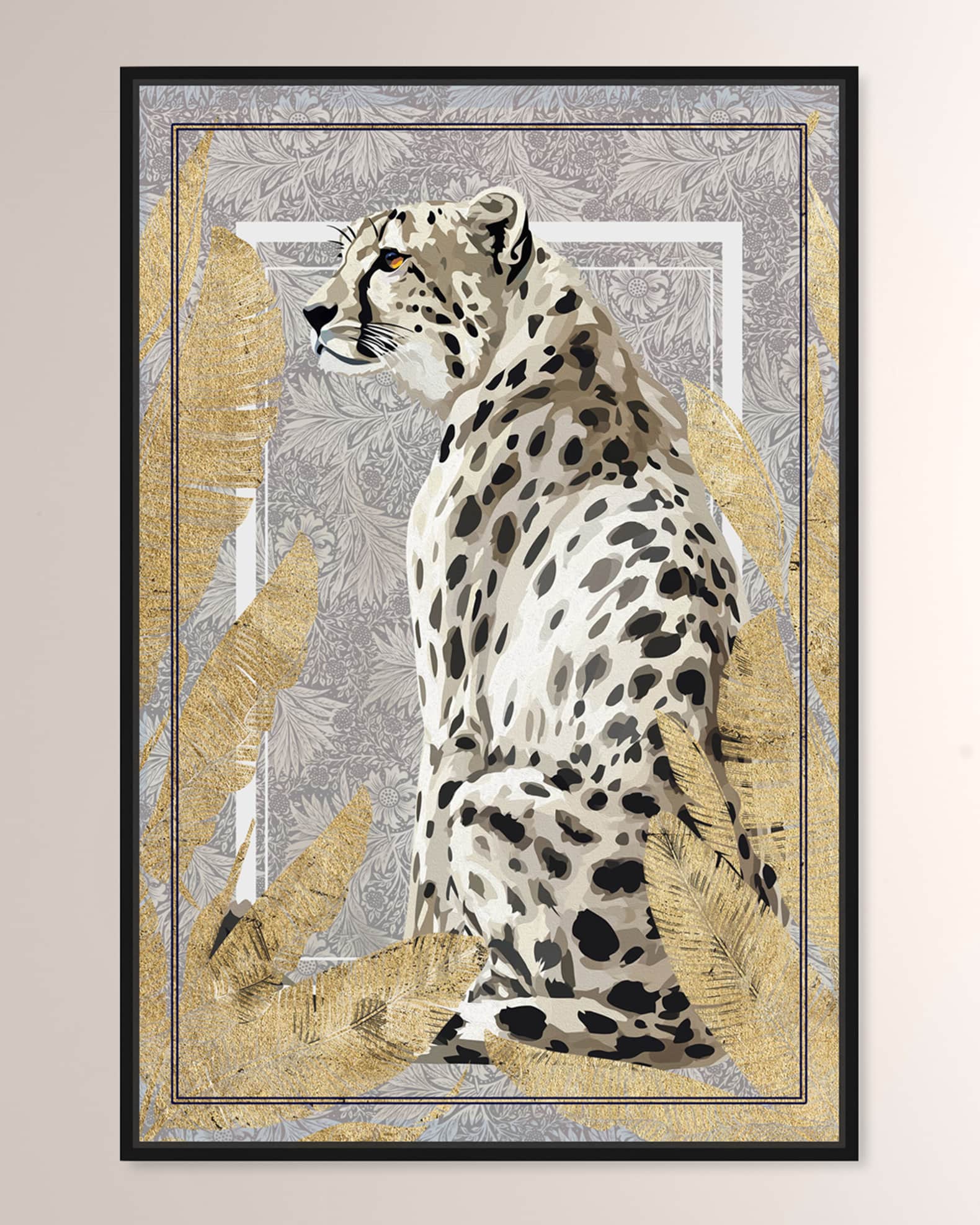 The Oliver Gal Artist Co. "Jungle White Cheetah" Framed Giclee on Canvas