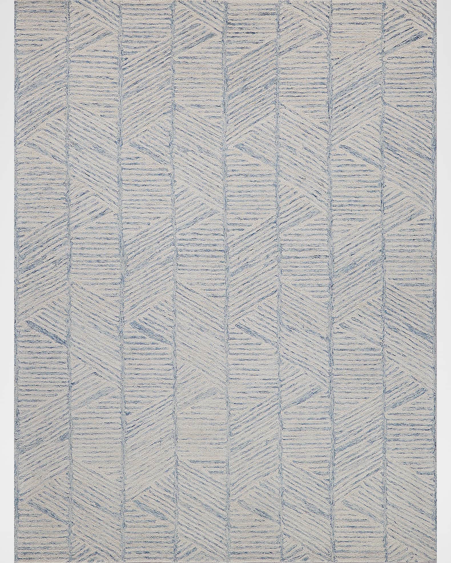 Exquisite Rugs Kascata Hand-Tufted Blue/Ivory Rug, 9' x 12'