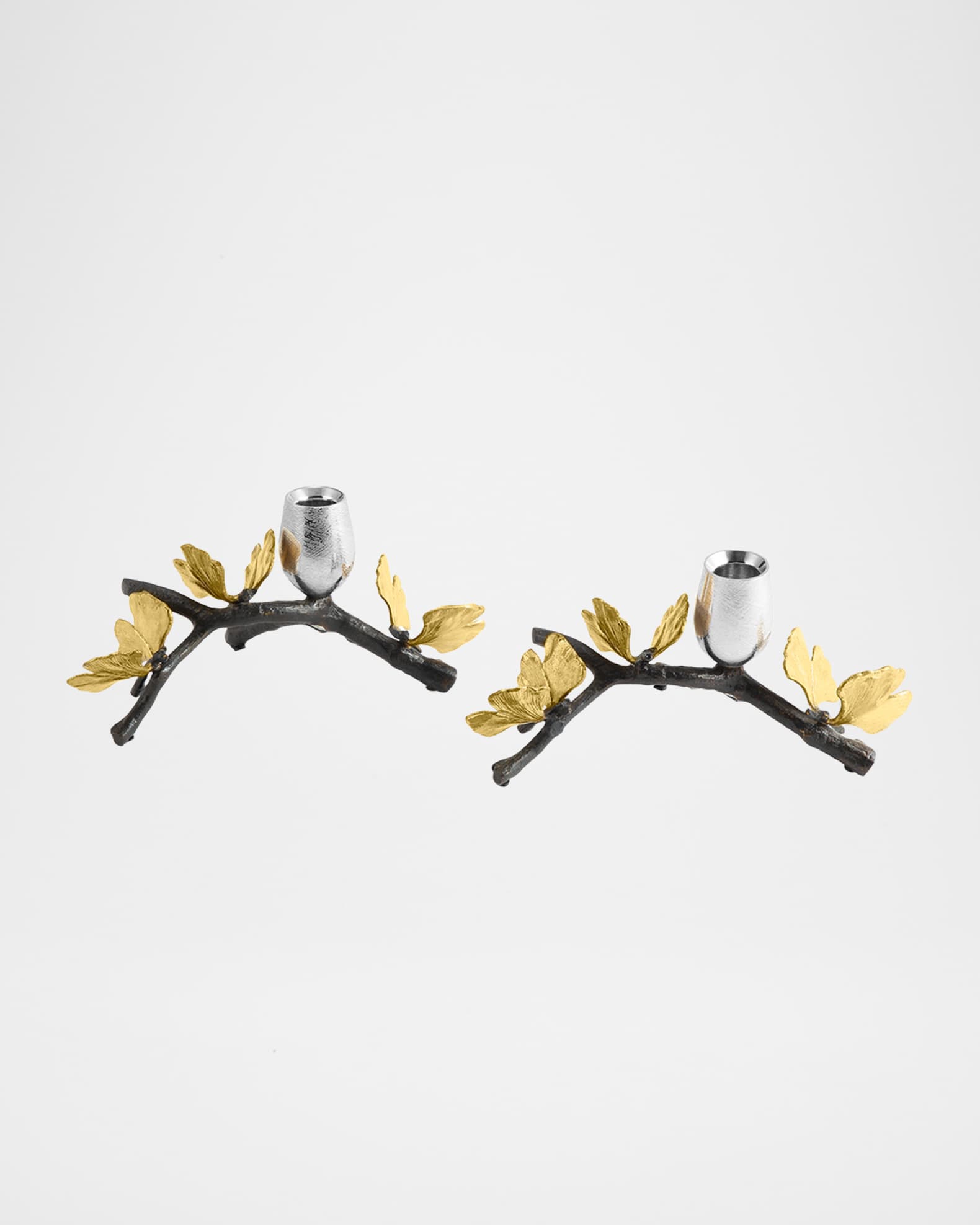 Michael Aram Butterfly Ginkgo Candleholders Low S/2