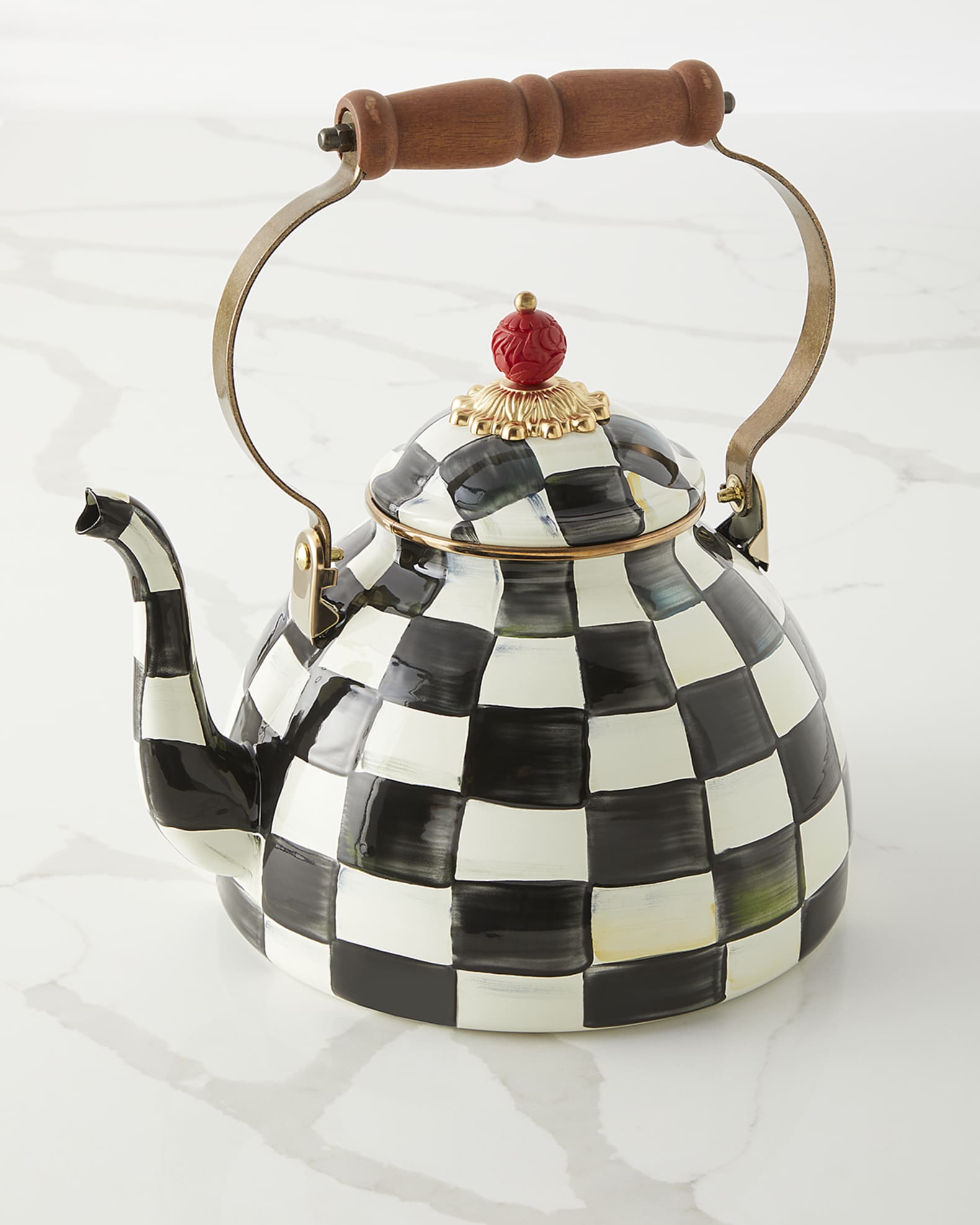 MacKenzie-Childs 2-Qt. Courtly Check Enamel Tea Kettle