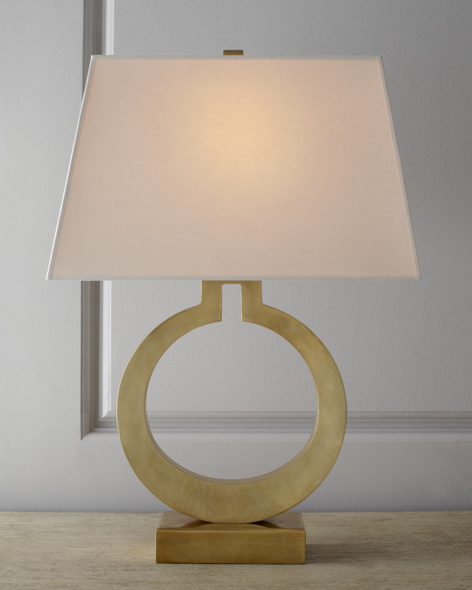 Visual Comfort E. F. Chapman Rings Table Lamp with Natural Paper Shade -  Gilded Iron