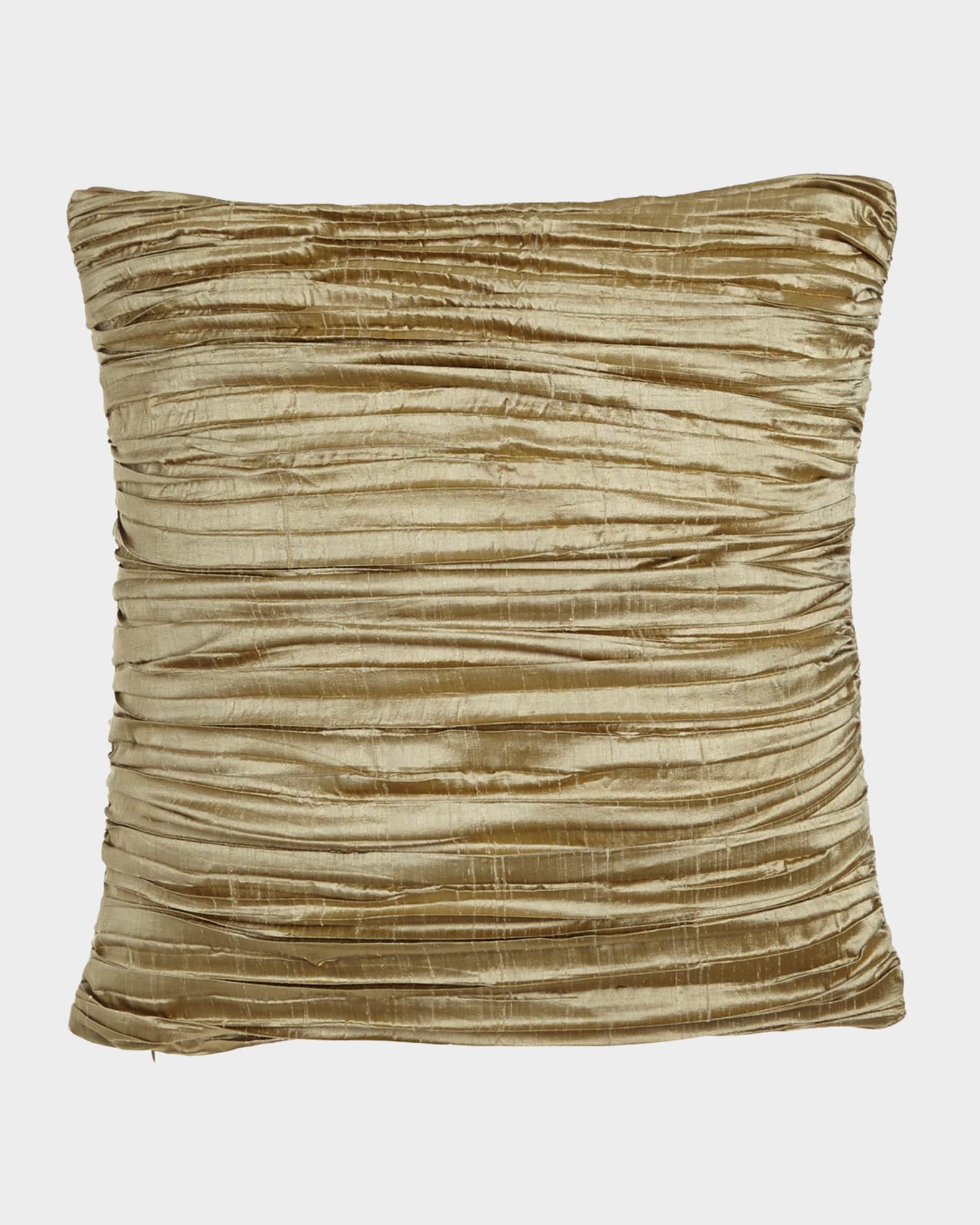 Austin Horn Collection Pleated Silk Pillow with Feather/Down